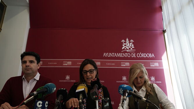 Rueda de prensa conjunta de PSOE, IU y Podemos en Capitulares